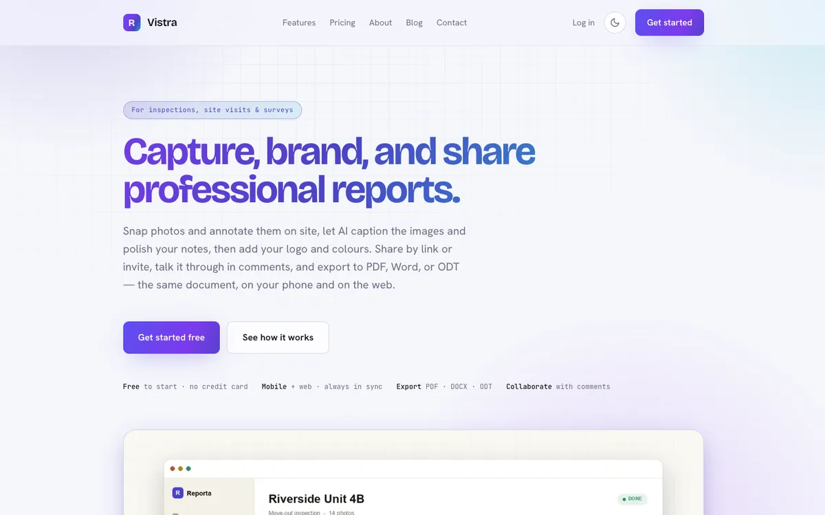 Vistra product screenshot